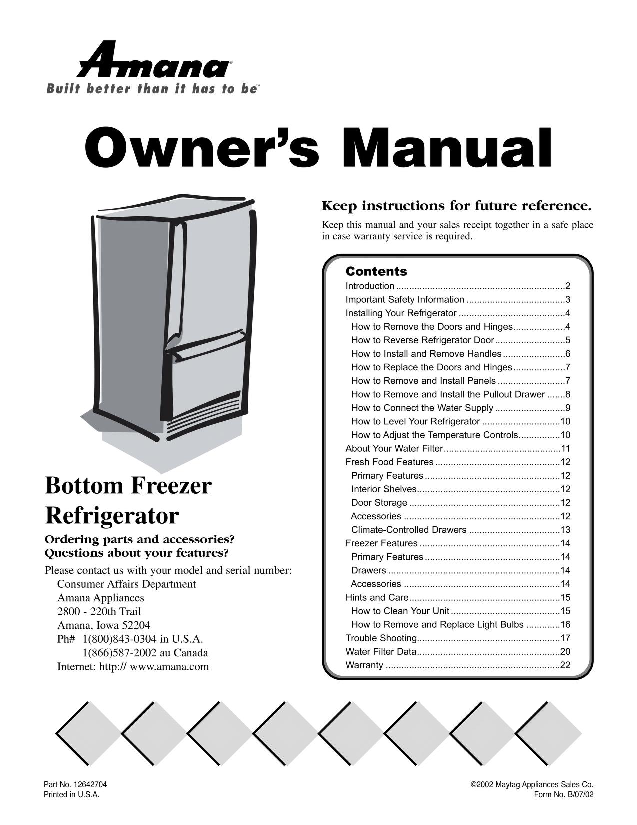 Haz un esfuerzo Excéntrico Ceniza Amana Bottom Freezer Refrigerator ARB9058CW user manual : Free Download,  Borrow, and Streaming : Internet Archive